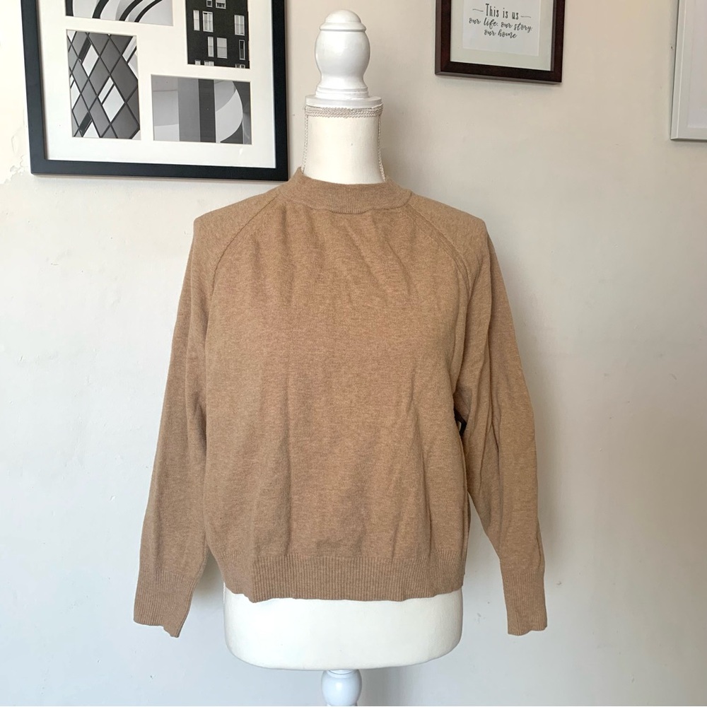 A New Day Womens Mockneck Sweater Camel Khaki Longsleeve Top Size Large